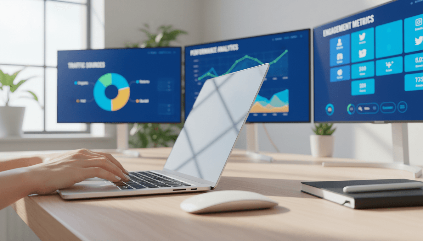 Momentum campaign analytics displayed on professional monitors