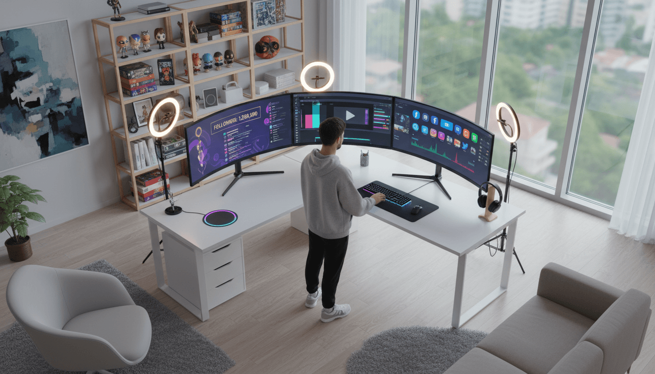 Platform-specific optimization guidelines displayed on studio monitor